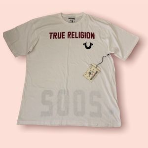 True Religion Mens White Crewneck Tee